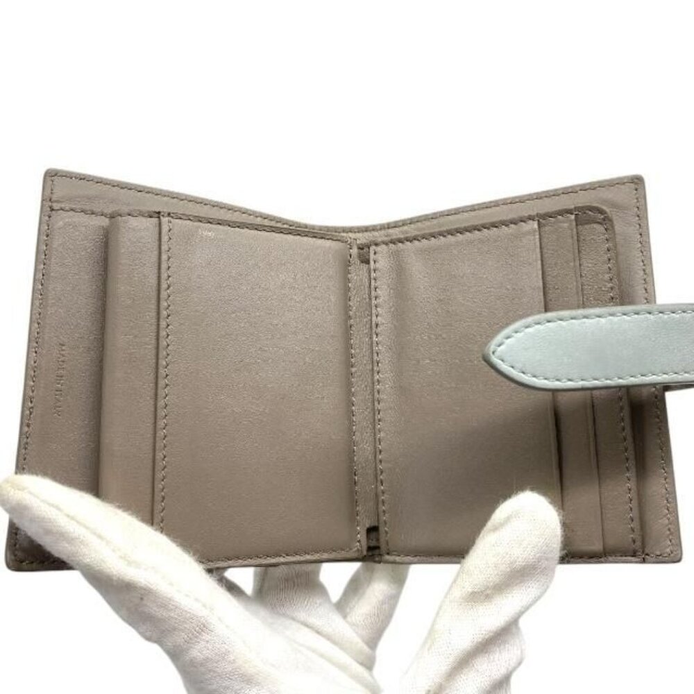 Celine Wallet Fold Wallet Compact Wallet Mini Wallet Logo Leather Gray - Picture 8 of 9